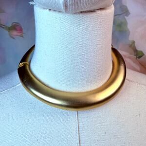 Vintage Gold Metal Minimalist Choker Collar Hinged Necklace